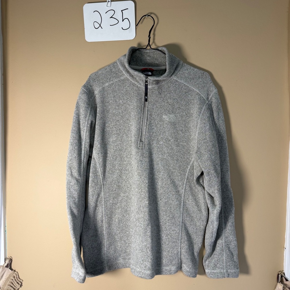 The North Face Mens Gordon Lyons Quarter Zip Fleece Pullover Heather Grey Medium